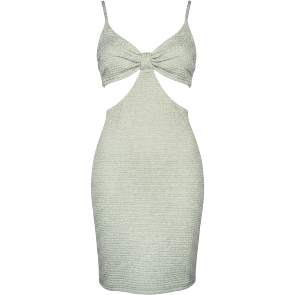 Debut Knit Cutout Mini Dress Women S/M Green Sleeveless Bodycon Beach Party Sexy
